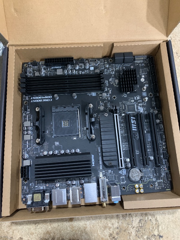 Photo 1 of (sold as parts)MSI PRO B550M-VC WiFi ProSeries Motherboard (AMD Ryzen 5000 Series, AM4, DDR4, PCIe 4.0, SATA 6Gb/s, M.2, USB 3.2 Gen 2, HDMI/DP, Wi-Fi 6E, Bluetooth 5.2, mATX)