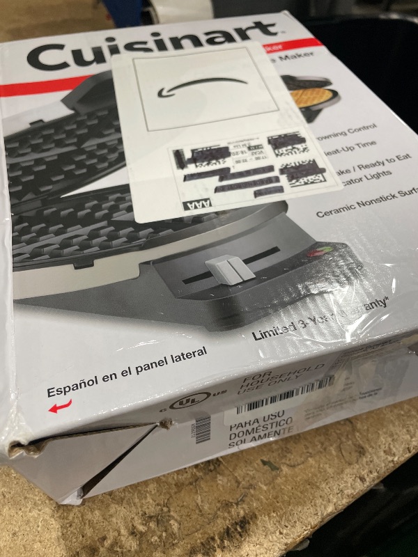 Photo 1 of **BROKEN HANDLE**Cuisinart Waffle Maker, 1250W Round Classic Waffle Iron, 5-Setting Adjustable Browning Control, WMR-CANAS, Brushed Stainless\