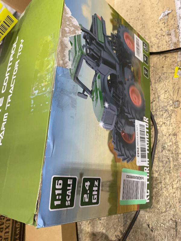 Photo 1 of 1:16 Remote Control Tractor Toy, RC Monster Truck for boys age 4-7, RC Truck with 2×800mAh, LED Lights, Realistic Working Sounds, Green Toy Vehicle Birthday Gift for Kids Boys Girls 4-12 Year Old