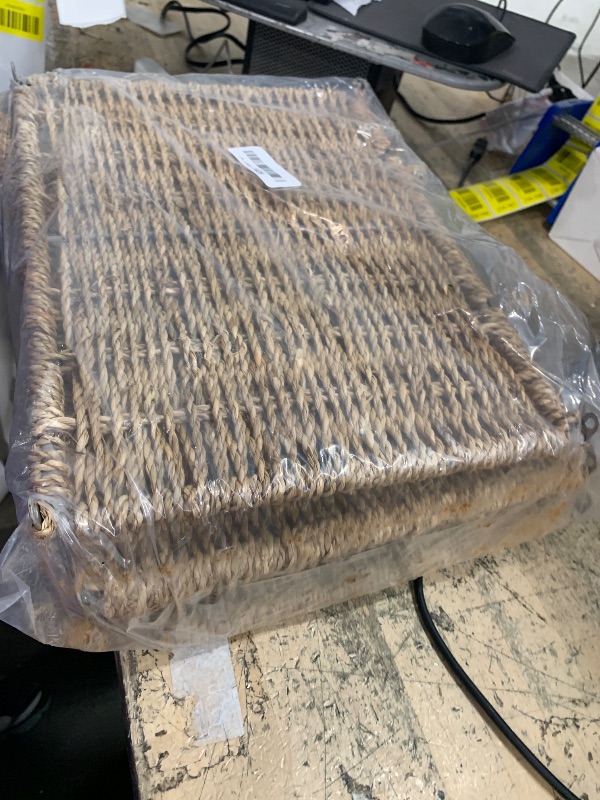 Photo 1 of 2 Pcs Seagrass Hanging File Box 14.5 x 6 x 10.8 Inch Collapsible Portable Decorative Filing Basket, Letter Size Woven File Organizer Decorative Storage Basket for Home Office Document Filing Decor