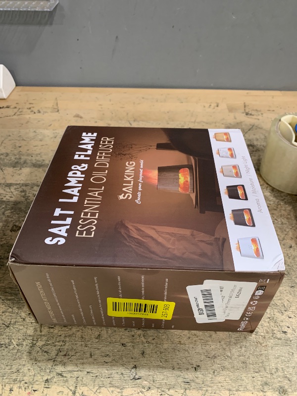 Photo 1 of **HEAVILY USED / DIRTY ** SALKING 2-in-1 Ultrasonic Essential Oil Diffuser & Himalayan Salt Lamp, Aromatherapy Diffuser Cool Mist Humidifier with Auto Off Function, 100% Pure Himalayan Pink Salt Rock, 150ml (Wooden Grain)