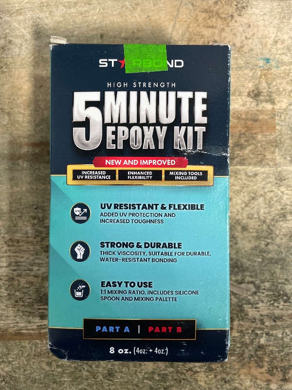 Photo 1 of ***MISSING PARTS***
8 oz. XL Starbond 5 Minute Epoxy Pro Kit– Flexible Toughened (2,600 lb Shear Strength), Easy to Use, Fast Setting Glue — Compatible with Metal, Plastic, Wood, Ceramics, Glass and More