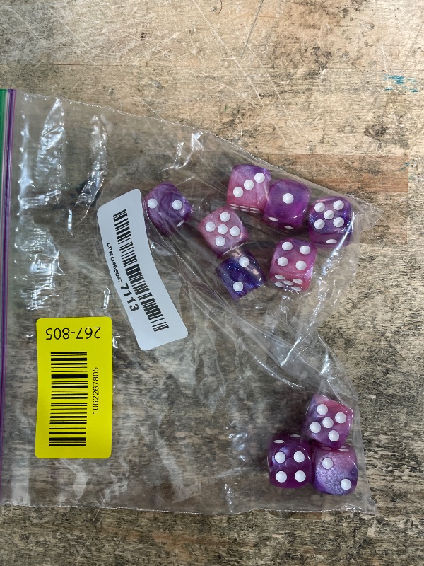 Photo 1 of 10 PC D6 dice 16mm Acrylic Dice Set for RPG MTG DND Dice Table Games and Board Games (Pink + Blue)