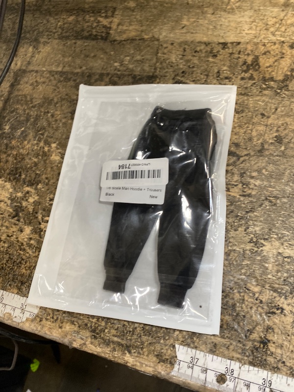 Photo 1 of **PARTIAL SET BOTTOMS ONLY** 1/6 Custom Scale Man Hoodie + Trousers Pant Outfit for 12" Male Action Figure Doll Clothes (Black Hoodie + Black Pant)
