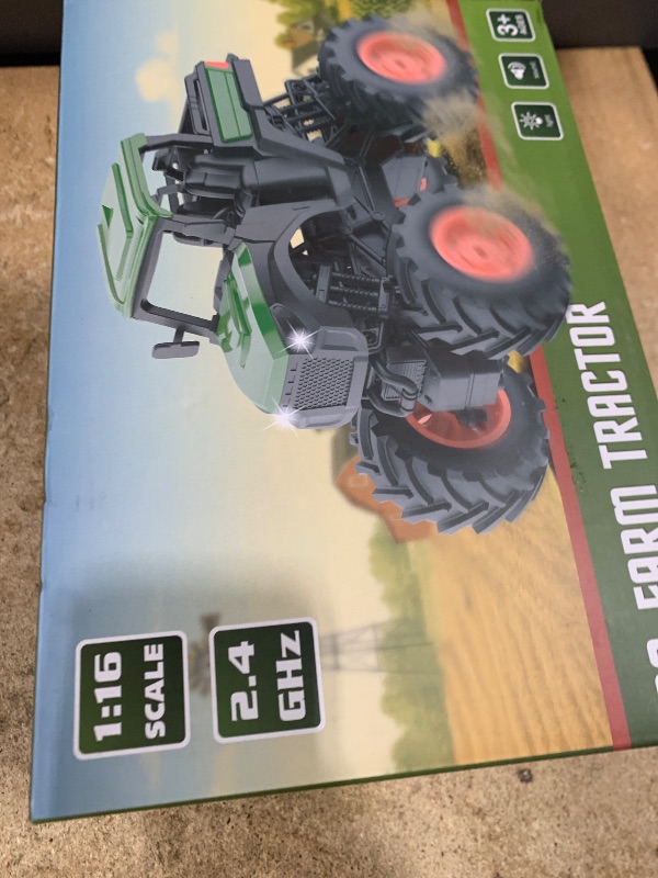 Photo 1 of 1:16 Remote Control Tractor Toy, RC Monster Truck for boys age 4-7, RC Truck with 2×800mAh, LED Lights, Realistic Working Sounds, Green Toy Vehicle Birthday Gift for Kids Boys Girls 4-12 Year Old