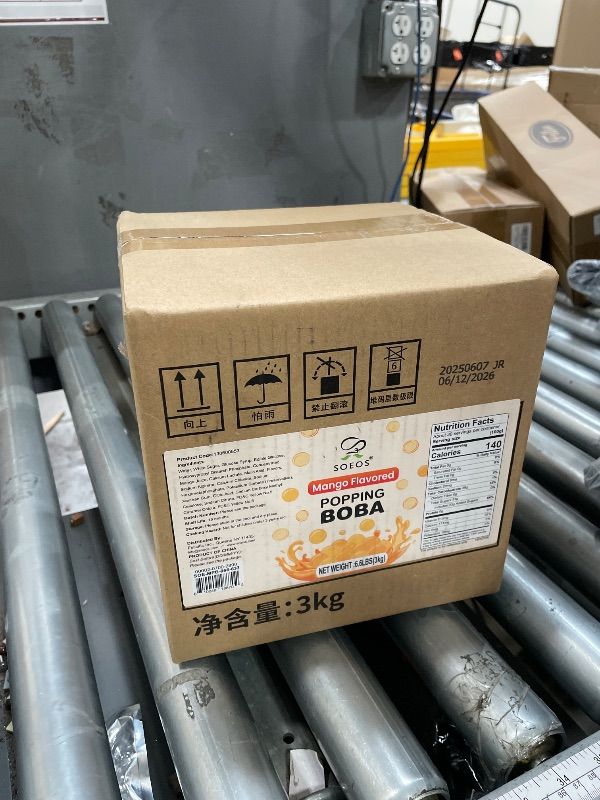 Photo 1 of *6/12/2026* Soeos Mango Popping Boba Pearls 6.6 Pounds, Bursting Boba Pearls for Bubble Tea, Beverages, Shakes, Desserts, Smoothie and Ice Cream Topping