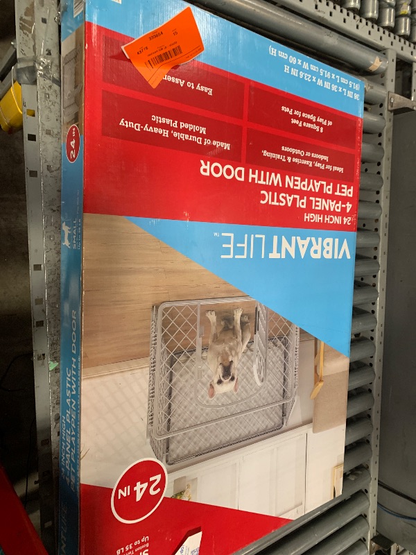 Photo 1 of ***DAMAGED - SEE NOTES/PICTURES*** Vibrant Life 4-Panel Pet Playpen, 24”H Dog Fence with Door for Indoor and Outdoor Use