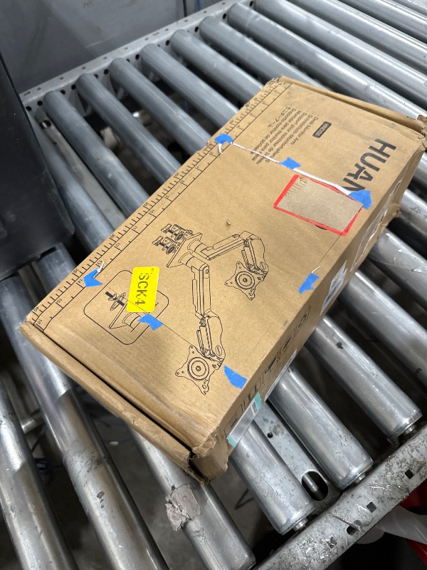 Photo 1 of ***MISSING HARDWARE***HUANUO Dual Monitor Stand, Fully Adjustable Gaming Monitor Desk Mount for 13–32? Computer Screens, Full Motion VESA 75x75/100x100 with C-Clamp & Grommet Base, Each Arm Holds 4.4 to 19.8 lbs