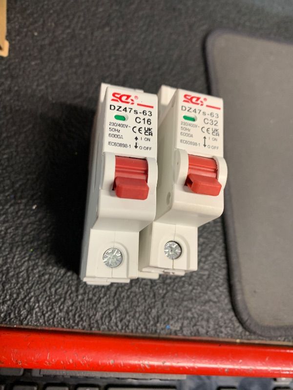 Photo 1 of ***STOCK PHOTO FOR REFERENCE ONLY, ONE IS 32 AMP, OTHER IS 16***Chtaixi AC Miniature Circuit Breaker, 32 Amp 120V/240V 2 Pole DIN Rail Mount Circuit Breaker, Thermal Magnetic Trip, Solar AC Disconnect Switch MCB C32
