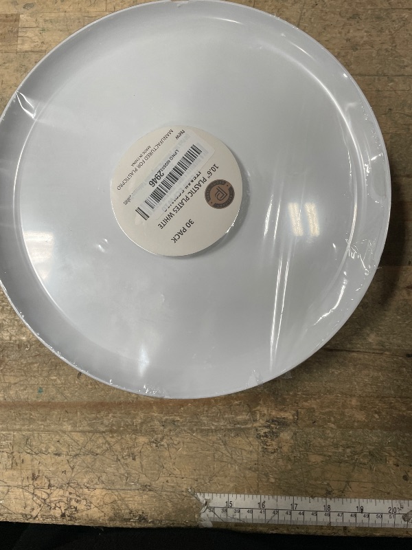 Photo 1 of [30 Pack 10.7''] White Plastic Party Plates Edge Collection Premium heavyweight Elegant Disposable Tableware Dishes