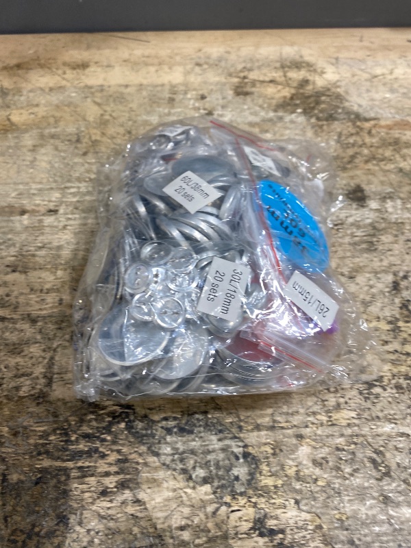 Photo 1 of 200 Sets Cover Button Kit with 5 Sizes & Tools, Size Buttons to Cover Self Button Covers DIY Fabric Buttons Maker with Wire Backing for DIY Enthusiasts and Sewing Enthusiasts