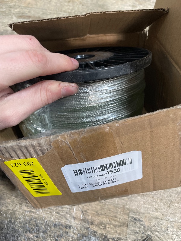 Photo 1 of 1/16 Wire Rope, 1000FT 304 Stainless Steel Cable with 300Pcs Crimp Sleeves, Aircraft Grade, 7x7 Strand, 368lbs Breaking Strength, for Garden Trellis, Clothesline, Railing,Trellis