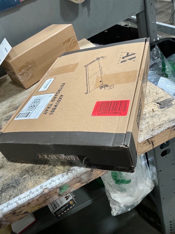 Photo 1 of **PARTS ONLY** AX WABER Keyboard Tray Under Desk Pull Out with Extra Sturdy Adjustable C Clamp Mount System, 27.3 (32.5 inch Including Clamps) x 11 Inch Slide-Out Platform Computer Drawer for Typing, Black,AX01WB01