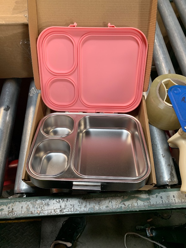 Photo 1 of ***Lock clip Broken off *** Stainless Steel Lunch Box, Leak-Proof with free sealing Bento Box 3 Compartments, Metal Lunchbox for Travel & Work, Eco-Friendly Meal Storage Solution Pink