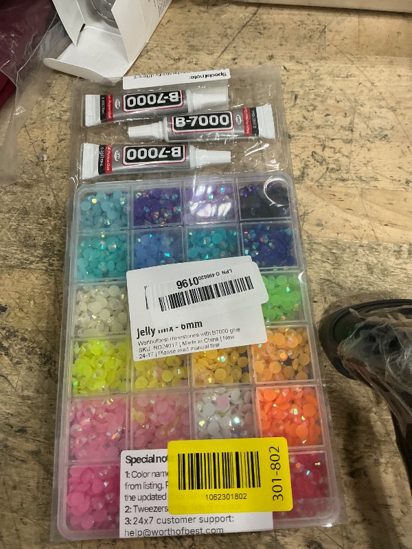 Photo 1 of 2000Pcs 6mm Rhinestones for Bedazzling, Bedazzler Kit with Rhinestones and Tools, Flatback Resin Jelly AB Colorful Rainbow Crystals Gems Set with Glue for Nail Art Crafting Clothes Crafts