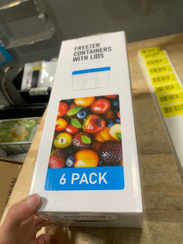 Photo 1 of [32 oz 6 Pack] Food Storage Freezer Containers Clear bottom With blue Twist Top Lids Reusable, Plastic Airtight Meal Prep Containers BPA Free | Stackable | Leakproof | Microwave/Dishwasher Safe