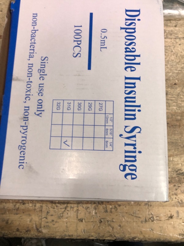 Photo 1 of 0.5ml/cc 31G 1/4 Inch Syringes, Scientific Lab Syringe, Individually Wrapped, Pack of 100