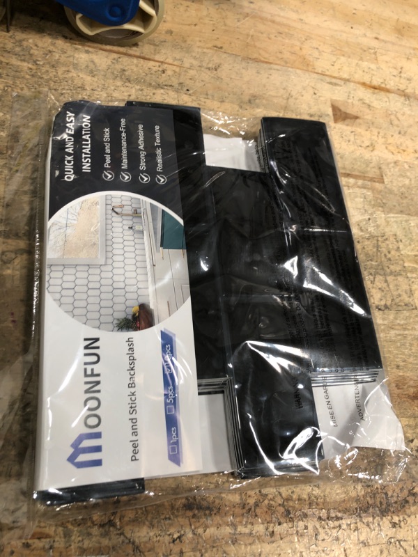 Photo 1 of 10-Sheet Thick Peel and Stick Kitchen Backsplash Tiles, 3D Subway Waterproof Self-Adhesive Wall Tile Stick on Backsplash for Kitchen and Bathroom(Black,12.6"×10.6")