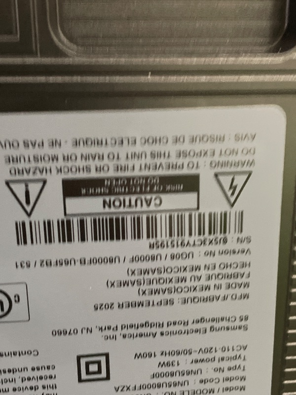Photo 1 of *BROKEN SCREEN* Samsung 65-Inch Class Crystal UHD U8000F 4K Smart TV (2025 Model) Endless Free Content, Crystal Processor 4K, MetalStream Design, Knox Security, Alexa Built-in
