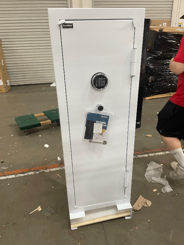 Photo 1 of ***DENTS ***SMARTHIVE 40-Min Fireproof Gun Safe (1200°F) - Quick Access Rifle/Pistol Safe, Heavy-Duty Fire Resistant Gun Cabinet for Home Valuables (WHITE, 10.8cu.ft)