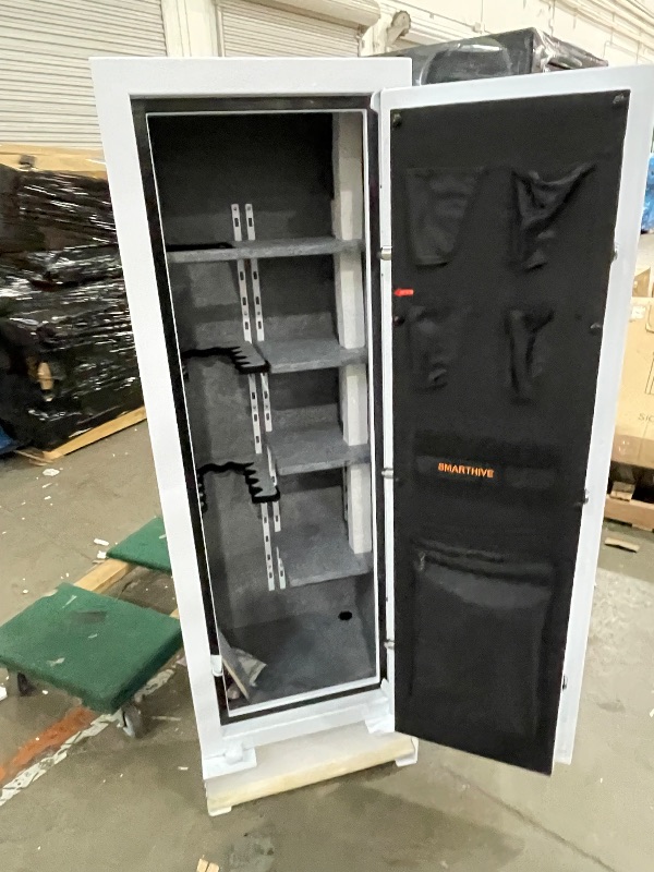 Photo 1 of ***DENTS ***SMARTHIVE 40-Min Fireproof Gun Safe (1200°F) - Quick Access Rifle/Pistol Safe, Heavy-Duty Fire Resistant Gun Cabinet for Home Valuables (WHITE, 10.8cu.ft)