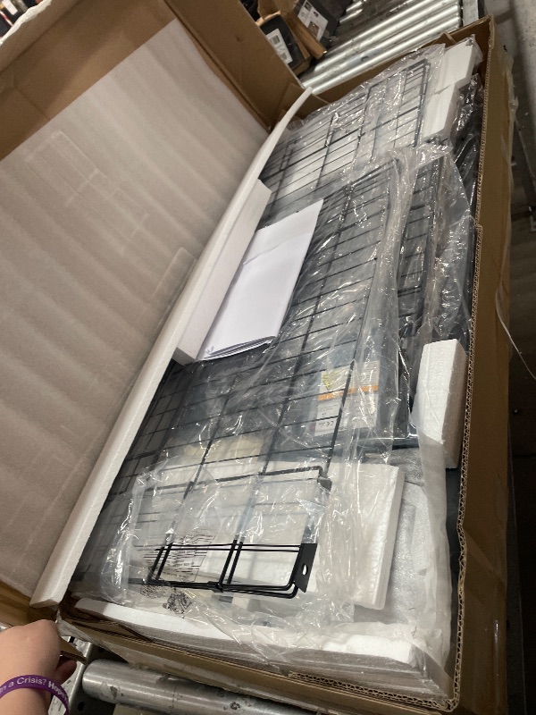 Photo 1 of *INCOMPLETE BOX 1 OF 2* DWVO King Size Bed Frame with Bookcase Headboard and 4 Storage Drawers, RGB LED Bed Frame with Type-C & USB Charging Station Storage Headboard Bed, No Box Spring Needed, Noise Free, Antique White