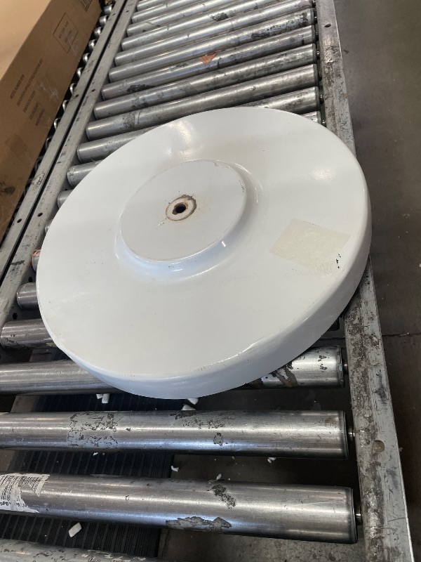 Photo 1 of *INCOMPLETE CONCRETE BASE ONLY* California Umbrella 50 lbs. Round Concrete Weighted Powdercoated Steel Umbrella Base, White Frame