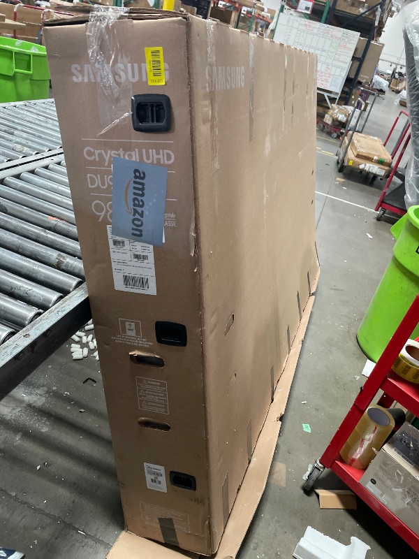 Photo 1 of *BROKEN SCREEN* Samsung 98-Inch Class 4K Crystal UHD DU9000 Series HDR Smart TV, Object Tracking Sound Lite, Motion Xcelerator 120Hz, Supersize Picture Enhancer, Mega Contrast, Alexa Built-In (UN98DU9000, 2024 Model)