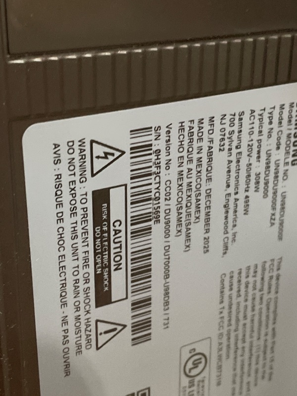 Photo 1 of *BROKEN SCREEN* Samsung 98-Inch Class 4K Crystal UHD DU9000 Series HDR Smart TV, Object Tracking Sound Lite, Motion Xcelerator 120Hz, Supersize Picture Enhancer, Mega Contrast, Alexa Built-In (UN98DU9000, 2024 Model)
