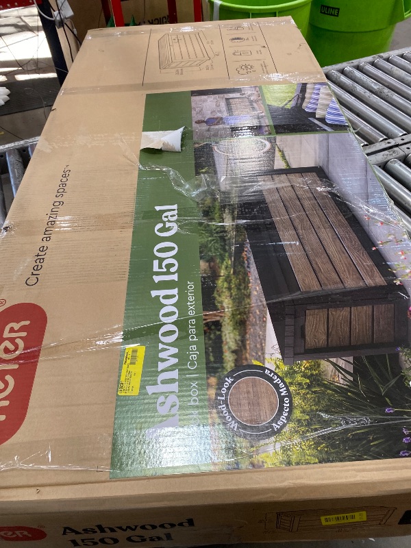 Photo 1 of ***missing hardware/parts only***Keter Signature 150 Gallon Durable Weatherproof Resin Deck Box Organization and Storage for Outdoor Patio and Lawn, Ashwood