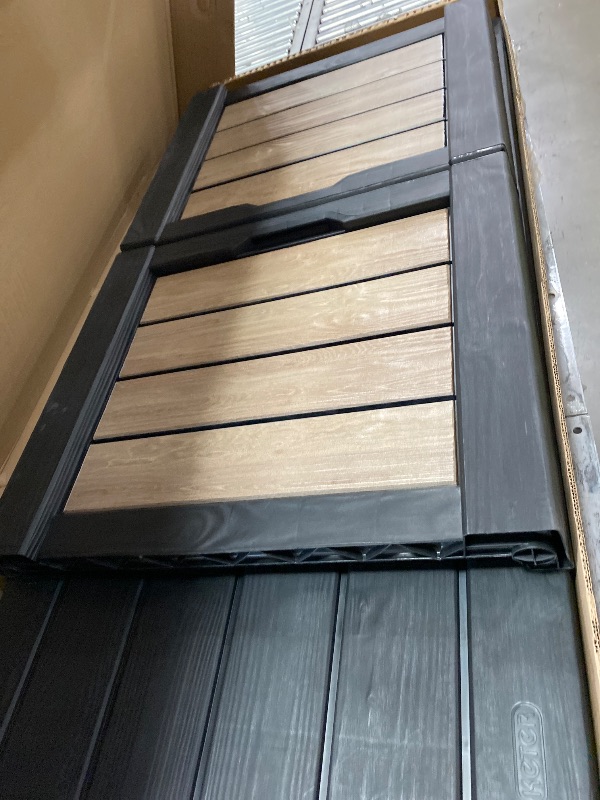 Photo 1 of ***missing hardware/parts only***Keter Signature 150 Gallon Durable Weatherproof Resin Deck Box Organization and Storage for Outdoor Patio and Lawn, Ashwood