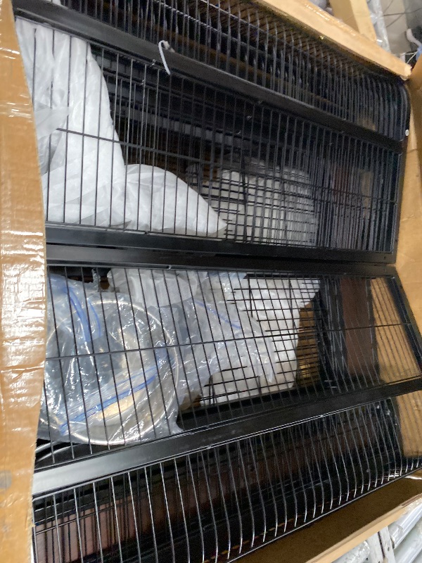 Photo 1 of *** PARTS ONLY - PARTIAL SET - BOX 2 OF 2 ONLY *** Large Bird Cage for Parakeets Outdoor Bird Aviary Parrot Cage with Perch, Birdcage for Macaws Canaries Parrots Budgie Lovebirds-Black (2 Box Set)