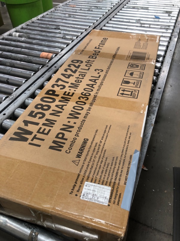 View 2 of **BOX 3 OF 3 BOX SET HAS TWIN BED FRAME ONLY** Bellemave Twin Over Twin Metal Loft Bed with Desk and Wardrobe for 2 Kids,Twin Size Heavy Duty Double Loft Bed Frame with Charging Station and Shelves for Boys,Girls,Adults,Woodgrain