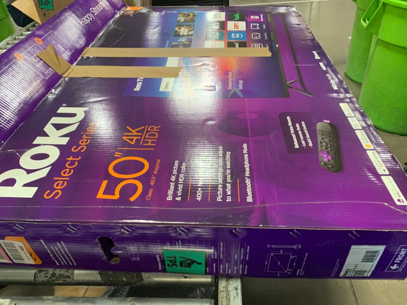 Photo 1 of ***********MISSING REMOTE- SCREEN HAS A BLUEISH TINT TO IT**************
Roku Smart TV – 50-Inch Select Series, 4K HDR TV – RokuTV with Enhanced Voice Remote – Flat Screen LED Television with Wi-Fi for Streaming Live Local News, Sports, Family Entertainme