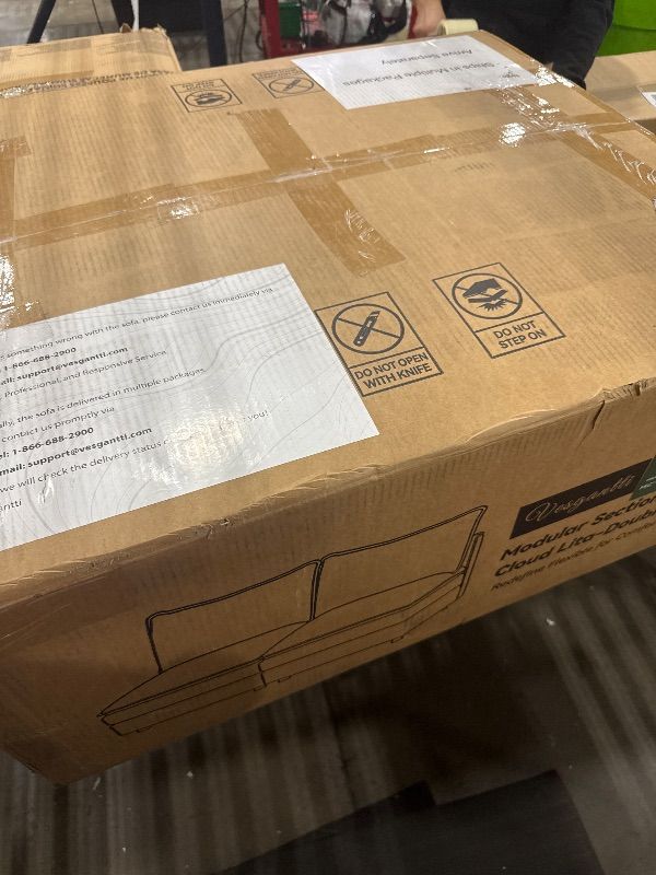 Photo 1 of *** BOX 2 OF 3 ***Vesgantti 142" Cloud Couch Sectional Modular Sofa, Comfy Sectional Couch with Ottoman Deep Seat Chenille L Shaped Sofa, Modular Couches for Living Room, Bedroom and Apartment, Snow White