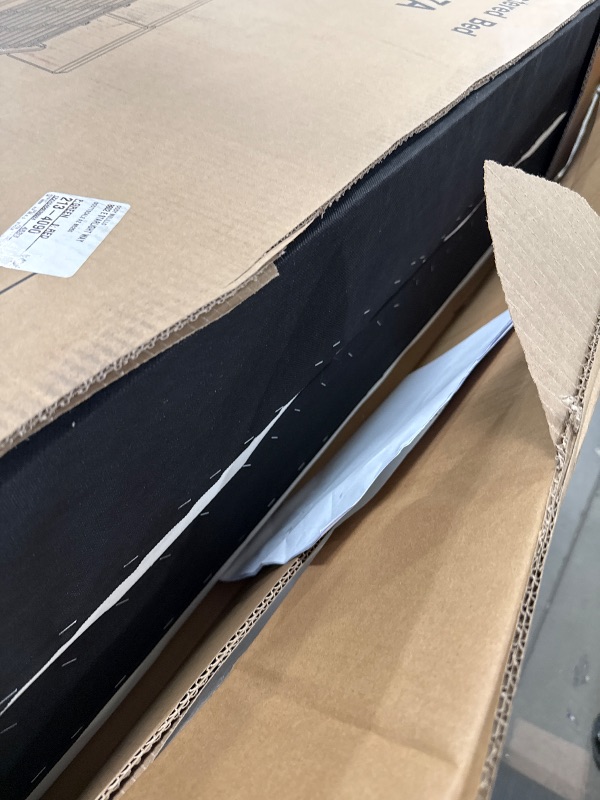 Photo 1 of **PARTS ONLY/ BOX 1 MISSING** Merax King Size Low Profile Floor-Hugging Platform Bed, Platform Bed Frame with 27.45'' Headboard, 800lb WeightCapacity, Upholstered Modern Bed in Fabric, Cream