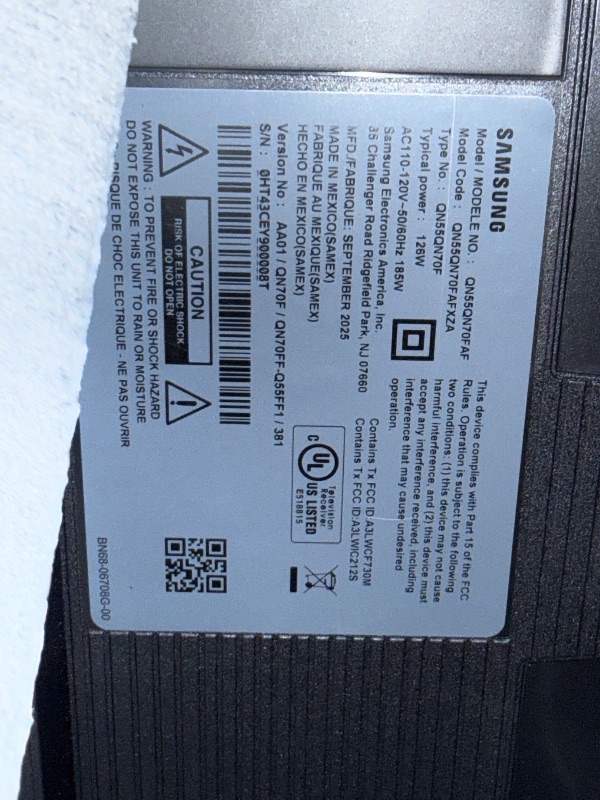 Photo 1 of **PARTS ONLY** Samsung 55-Inch Class Neo QLED QN70F 4K Mini LED Smart TV (2025 Model) NQ4 AI Gen2 Processor, Quantum Matrix Technology Slim, Motion Xcelerator 144Hz, Samsung Vision AI, Alexa Built-in