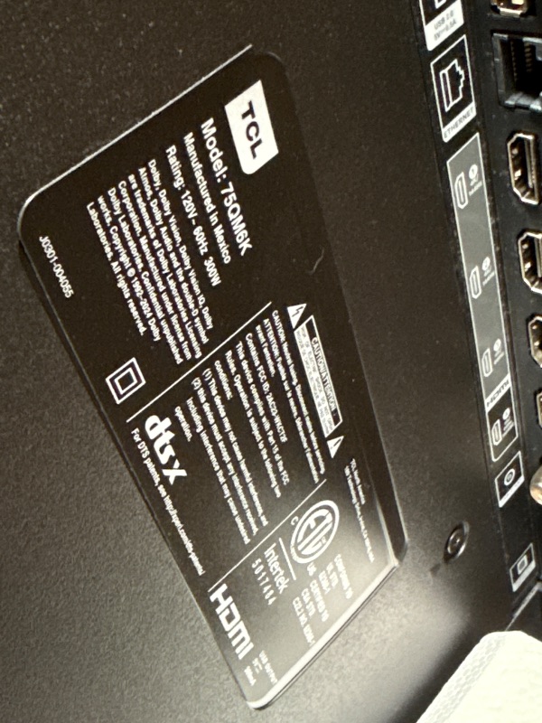 Photo 1 of ***Parts Only***TCL 75 Inch Class QM6K Series | Mini LED QLED 4K HDR | 75QM6K, 2025 Model | 120HZ-144HZ High Brightness Smart Google TV Dolby Atmos Onkyo Audio | Voice Remote Alexa Gaming Streaming Television
