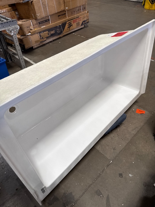 Photo 1 of (CRACKED, MINOR FOR PART*)60x32 Inch Acrylic Bathtub, Single Apron Alcove Soaking Tub with Left-Side Overflow & Drain, Space-Saving Built-In Design, Easy Install for Modern Bathrooms