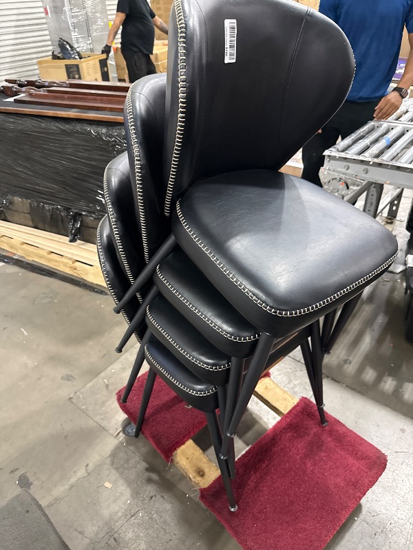 Photo 1 of **Only 3**VASAGLE EKHO Collection - Dining Chairs Set of 4, Upholstered Kitchen Chairs, Comfortable Seat, Synthetic Leather with Stitching, Mid-Century Modern, Easy Assembly, Living Room Lounge, Ink Black ( chairs only )
