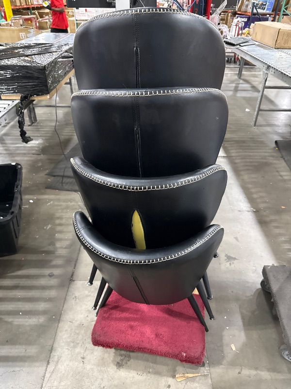 Photo 1 of **Only 3**VASAGLE EKHO Collection - Dining Chairs Set of 4, Upholstered Kitchen Chairs, Comfortable Seat, Synthetic Leather with Stitching, Mid-Century Modern, Easy Assembly, Living Room Lounge, Ink Black ( chairs only )