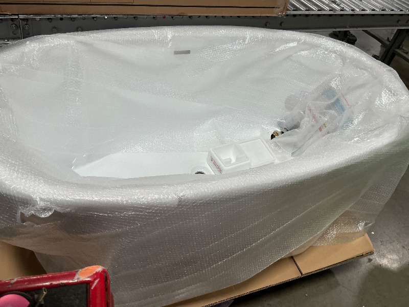 Photo 1 of **************HAS A CRACK ALONG THE RIM (2ND PIC)*************
WOODBRIDGE 59"Freestanding White Acylic Soaking Bathtub with Brushed Nickel Drain and Overflow,BTA1518 -B/N-Drain &O