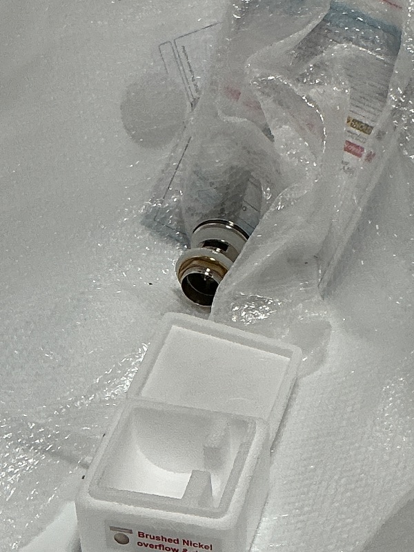 Photo 1 of **************HAS A CRACK ALONG THE RIM (2ND PIC)*************
WOODBRIDGE 59"Freestanding White Acylic Soaking Bathtub with Brushed Nickel Drain and Overflow,BTA1518 -B/N-Drain &O