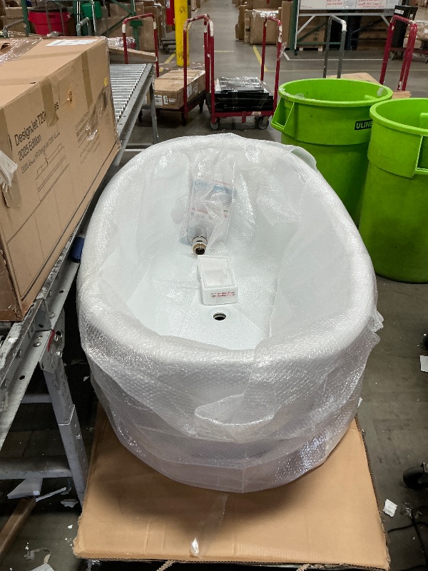 Photo 1 of **************HAS A CRACK ALONG THE RIM (2ND PIC)*************
WOODBRIDGE 59"Freestanding White Acylic Soaking Bathtub with Brushed Nickel Drain and Overflow,BTA1518 -B/N-Drain &O