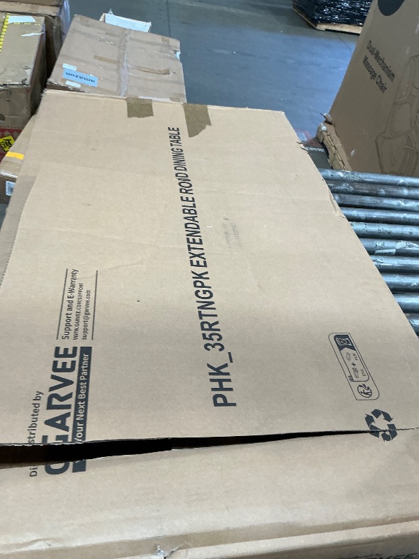 Photo 1 of **MISSING PIECES** IDEALHOUSE 43.3in-59in Extendable Round Dining Table for 4-8, Space Saving Kitchen Table with Removable Leaves, Oval Dinner Table for Dining Room, Kitchen, Living Room, Walnut