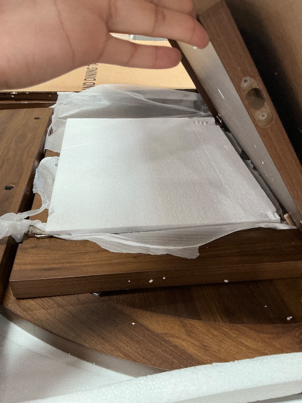 Photo 1 of **MISSING PIECES** IDEALHOUSE 43.3in-59in Extendable Round Dining Table for 4-8, Space Saving Kitchen Table with Removable Leaves, Oval Dinner Table for Dining Room, Kitchen, Living Room, Walnut