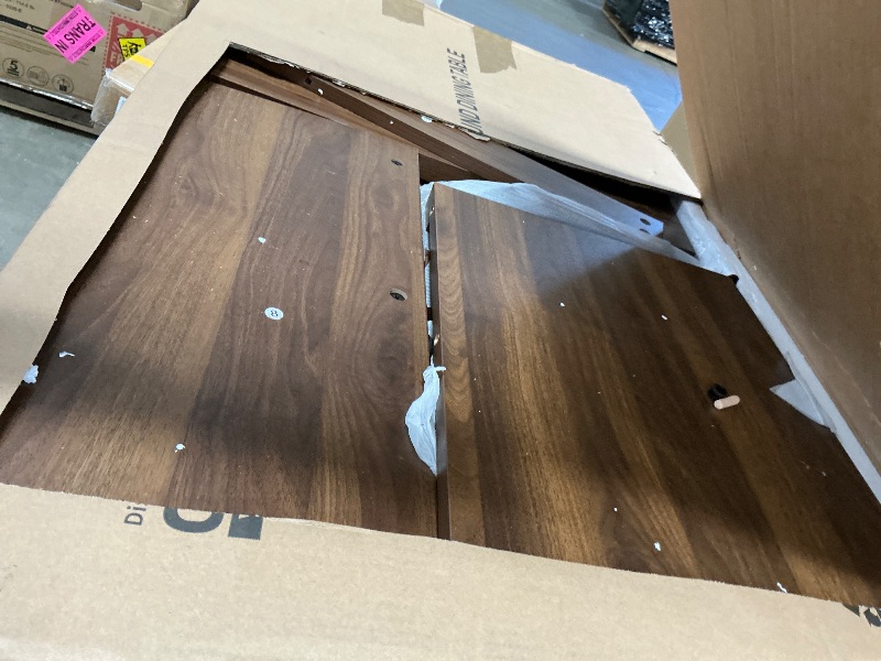 Photo 1 of **MISSING PIECES** IDEALHOUSE 43.3in-59in Extendable Round Dining Table for 4-8, Space Saving Kitchen Table with Removable Leaves, Oval Dinner Table for Dining Room, Kitchen, Living Room, Walnut