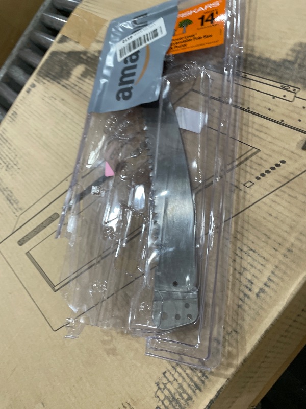 Photo 1 of *EXTRA SAW BLADE ONLY* Fiskars 7ft-14ft Power-Lever Extendable Pole Saw and Tree Pruner, Lawn and Garden Tools, Black/Orange