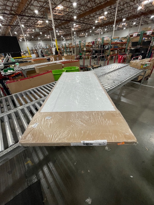 Photo 1 of *DAMAGE* BarnSmith 36"x84" Concealed Sliding Barn Door, Shaker Style Flat 1 Panel White Primed Solid Core Hidden Barn Door with Soft Close Installation Hardware and Handles Included, Pre-Assembled Panel