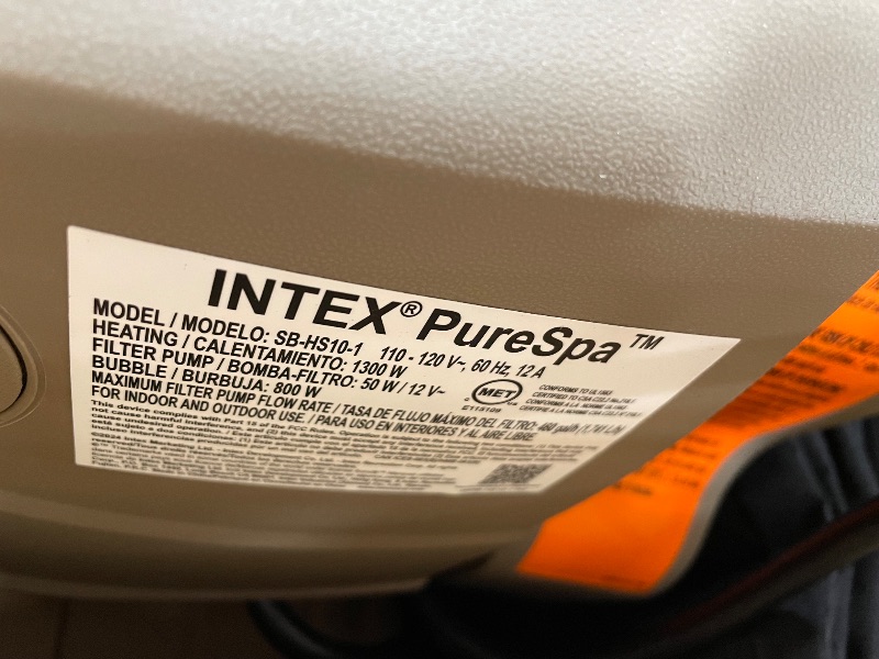 Photo 1 of *PUMP ONLY* INTEX 28427EH PureSpa Bubble Massage Spa Set Outdoor Inflatable Portable Hot Tub, Includes Energy Efficient Spa Cover, Saltwater System Ready, 6 Person, 85in x 28in